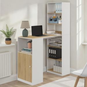 Escritorio blanco de madera con armario para 2 personas - 120 cm