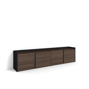 Mueble tv, 207x35x50cm, roble oscuro y negro rf4575
