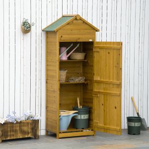 Armario de jardín con 2 puertas madera natural 191,5x79x49cm