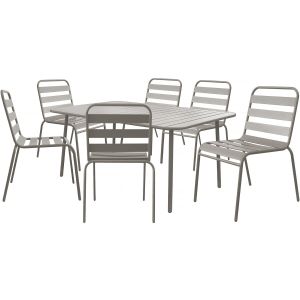Conjunto de muebles de jardín metálicos "bilbao" - 6 plazas - taupe