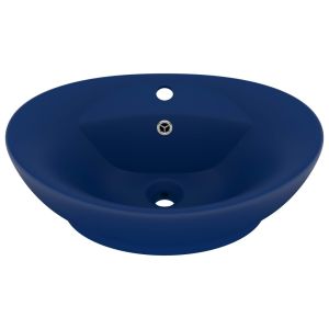 vidaXL lavabo lujoso con rebosadero cerámica azul oscuro 58,5x39cm