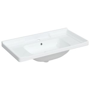 vidaXL lavabo de baño rectangular cerámica blanco 91,5x48x23 cm