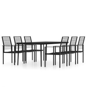 vidaXL juego de comedor de jardín 7 piezas negro