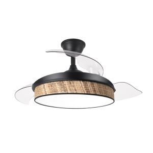Ventilador dc moda 72w negro/cañizo oscuro 3 aspas