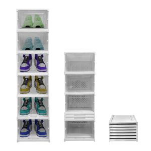 Zapatero plegable 6 niveles 105x25,5x34,5 cm Transparente