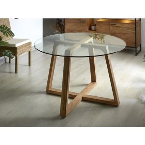 Mesa comedor scarpa acacia/cristal 130dx76 cms 130dx76 cms