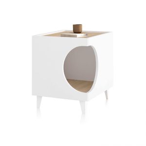 Mesa de cabeceira homely pets branco - carvalho