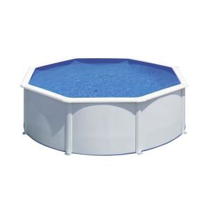 Gre - kit de piscina sin entierro de acero redonda blanca ø370 x 122 cm (en
