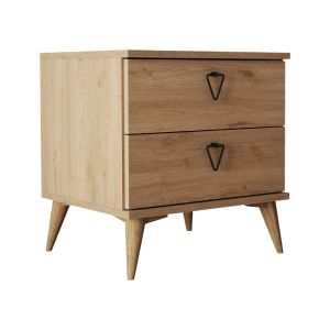 Mesita de noche pilar, un estante, madera noble roble marrón