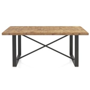 Mesa de madera con frente de bloques, 184x90cm