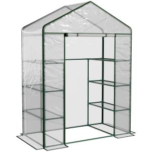 Invernadero de jardín tubo de acero, PVC transparente 143x73x195cm outsunny