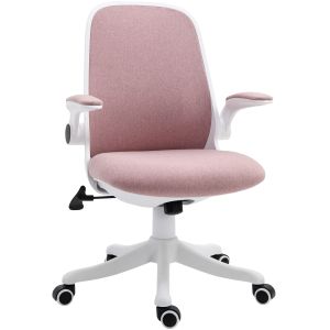 Silla de escritorio lino, esponja, PVC, nylon color rosa 62.5x60x104 cm