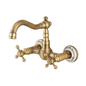 Grifo lavabo bimando retro, bronce