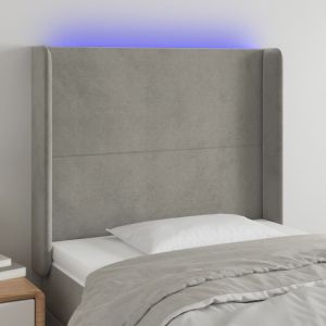 Cabecero con LED de terciopelo gris claro 103x16x118/128 cm eso8005