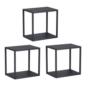 Juego de 3 estantes cubo de pared nostened metal negro [en.casa]