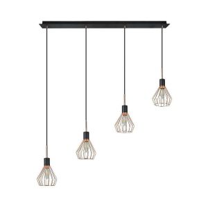 Suspensión - fab - tersburg - 4 luces - metal - negro/cobre