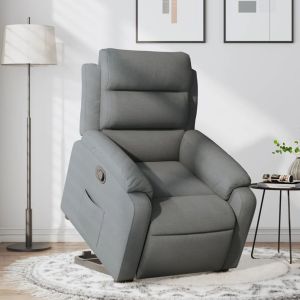 Sillón reclinable elevable de tela gris oscuro qweo7180