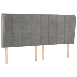 vidaXL cabecero con orejas de terciopelo gris claro 163x23x118/128 cm