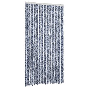 vidaXL cortina antimoscas chenilla azul y blanco 100x200 cm