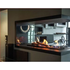Neris mirror 1000 - chimenea empotrada de bioetanol de tres caras