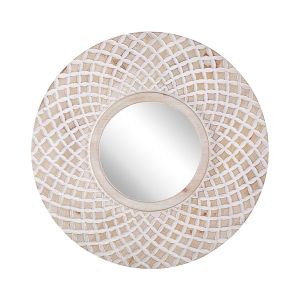 Espejo de pared pomaro 60 cm 60 cm madera de abeto marrón claro