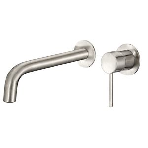 Valaz grifo lavabo empotrado redondo monomando acero cepillado caño 21cm