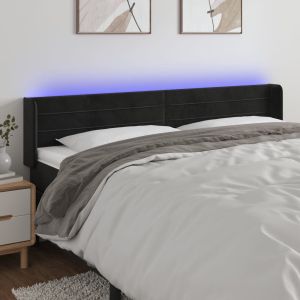 Cabecero con LED de terciopelo negro 183x16x78/88 cm eso4622
