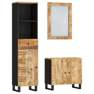 vidaXL conjunto de muebles de baño 3 piezas madera maciza de mango