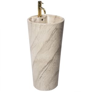 Rea lavabo de pie blanka natural matt beige round, 40x40x85 cm