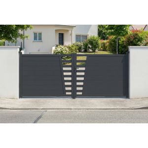 Puerta batiente 3 m cervina h.160cm aluminio gris