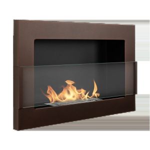 Chimenea bioetanol marrón 65x40 cm con cristal