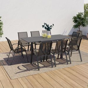 Conjunto jardín poly extensible gris 8 plazas - 90-180 cm