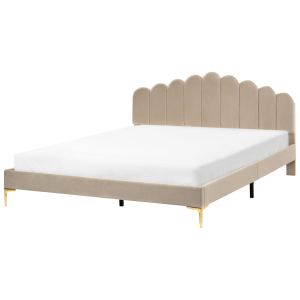 Cama terciopelo sauvian 180 x 200 cm gris pardo