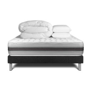 Pack cama completa - colchón 140x190cm + somier con láminas (en kit) + 2 al