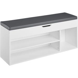 Banco zapatero para 9 pares y acolchado 104 x 30 x 49 cm, blanco