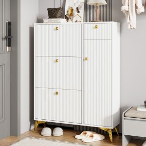 Zapatero 3 compartimentos 1 cajón 1 puerta blanco 121x90x25