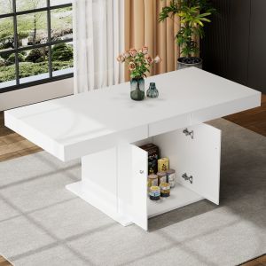 Mesa de comedor extensible tablero de partículas blanco 76x140-180x80cm