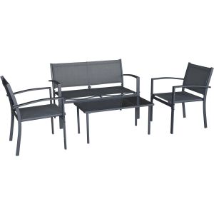 Conjunto de muebles de jardín de metal "lino ii" - 4 plazas - negro