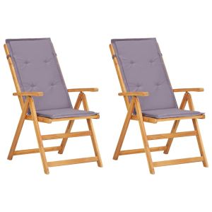 vidaXL sillas de jardín reclinables 2 uds madera acacia maciza marrón