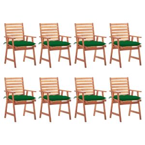vidaXL sillas comedor de jardín y cojines 8 uds madera maciza acacia