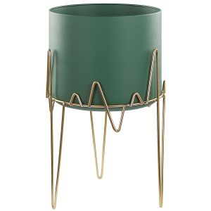 Maceta con patas kalandra 29 cm metal verde oscuro