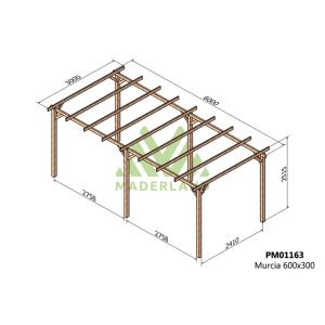 Pérgola de madera maciza - murcia 600x300cm (maderland)