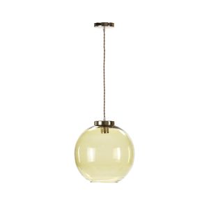 Lámpara techo vidrio soplado amarillo embellecedor metal