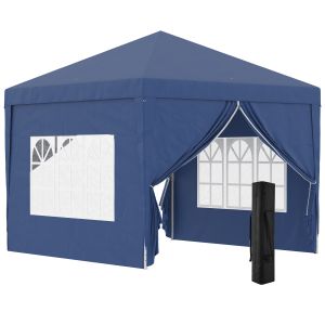 Carpa plegable 295x295x258 cm tela oxford, acero color azul Outsunny