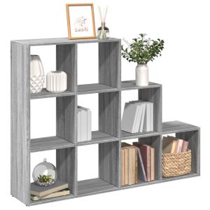 Librería divisora 3 niveles madera gris sonoma 137,5x29x103,5cm