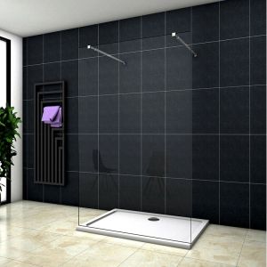 Mampara de ducha fija vidrio antical 8mm 67x200cm,con dos barrass 73-120cm