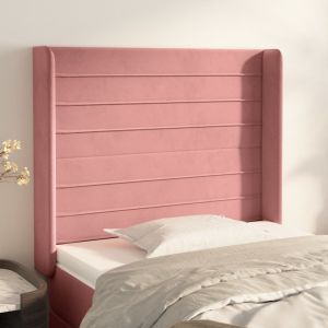 Cabecero con orejas de terciopelo rosa 103x16x118/128 cm eso9471