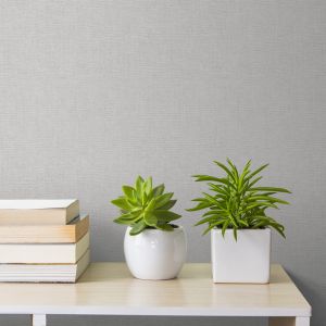 Papel pintado tnt textura textil liso gris claro
