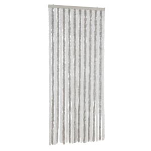 vidaXL cortina antimoscas chenilla gris claro y blanco 90x200 cm
