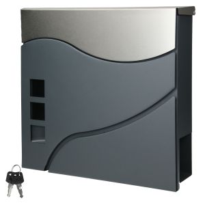 Buzón correos de pared acero 37x10,5x36,5 cm plata ecd germany